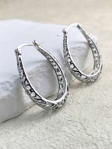 1 Pair Copper Polished Heart Shaped Earrings, Elegant & Versatile, Sweet Gift For Women - Round - View 2