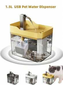 Fontana d'acqua per animali domestici USB, Distributore d'acqua automatico da 1,5L con flusso continuo, Spegnimento automatico in caso di basso livello dell'acqua, Funzionamento silenzioso, Protezione contro il funzionamento a secco, Adatto per gatti, cani e altri animali domestici
