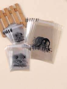 100个可爱卡通透明自粘面包袋，豆沙菠萝袋烤切片吐司全麦面包自封包装，饼干袋学校用品食品袋食品盒适用于糖果巧克力饼干等学校用品返校学校必需品学校用品