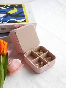 Caja de almacenamiento de joyas portátil y sencilla para viajes, organizador para anillos, collares, aretes, caja de regalo de vuelta a la escuela - Negro - Ver 12