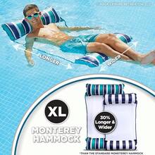 TendenciaAqua Original 4-en-1 Flotador de Piscina y Hamaca de Agua Monterey – Multiusos, Flotadores Inflables para Adultos – Material de PVC Grueso y Antiadherente Patentado, Azul Marino de Calidad Premium - Hamaca XL a rayas azulada/azul marino - Ver 5