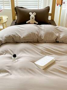 4pcs/Set Minimalist Style Soft Washed Cotton Bedding Set (1pc Duvet Cover + 1pc Flat Sheet + 2pcs Pillowcases), Skin-Friendly Aloe Vera Cotton Printed Bed Sheets & Quilt Cover, 360-Degree Non-Slip, No Optical Brighteners, Breathable, Moisture-Wicking, Soft Touch, Durable, Fade-Resistant, Antibacterial, Thick & Warm Bedding Set