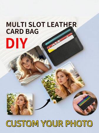 1 pieza Billetera personalizada con foto para hombres y mujeres, funda de PU ultrafina para tarjetas de crédito, estuche para tarjeta de identificación, diseño romántico, personalizado, recuerdo, lindo, adecuado para el cumpleaños del esposo, aniversario, Día de la Madre, Halloween, Pascua, Navidad, Día del Padre, boda, regalo de jubilación del novio, regalo festivo, regalo del Día de San Valentín, regalo de cumpleaños