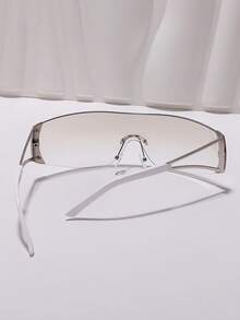 1 件装全新水钻装饰超大方形未来主义 Y2K 风格时尚眼镜，适合女士夏季海滩度假、户外、旅行 - 漸變茶 - 查看 8