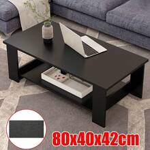 Modern Coffee Table Living Room Tea Side End Desk With Lower Storage Shelf Black - Black - View 1