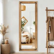 Espejo de Body entero con marco de madera, de 65 "X 24" Espejo de piso de madera maciza para granja, baño, dormitorio, colgante o de pie montado en la pared - Multicolor - Ver 9