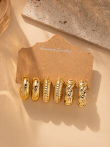 6-18 件几何纹理环状水滴金色优雅波西米亚耳环，适合送给家人和朋友的礼物，节日礼物（带纸卡包装）