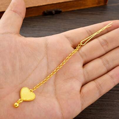 1pc African Dubai Cute & Beautiful Headpiece Jewelry, Heart/Butterfly Design, Daily Wear For Girls, Golden Color Women's Party Jewelry, Bridal Wedding Gift