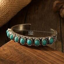 1 Pieza Brazalete de Estilo Occidental con Turquesa Antiguo, Brazalete Elegante Retro de Boca Abierta, Brazalete con un Sentido Único de Forma, Brazalete Azul Cielo de Alta Gama para el Verano, el Mejor Regalo de Vacaciones para Mamá y Novia
