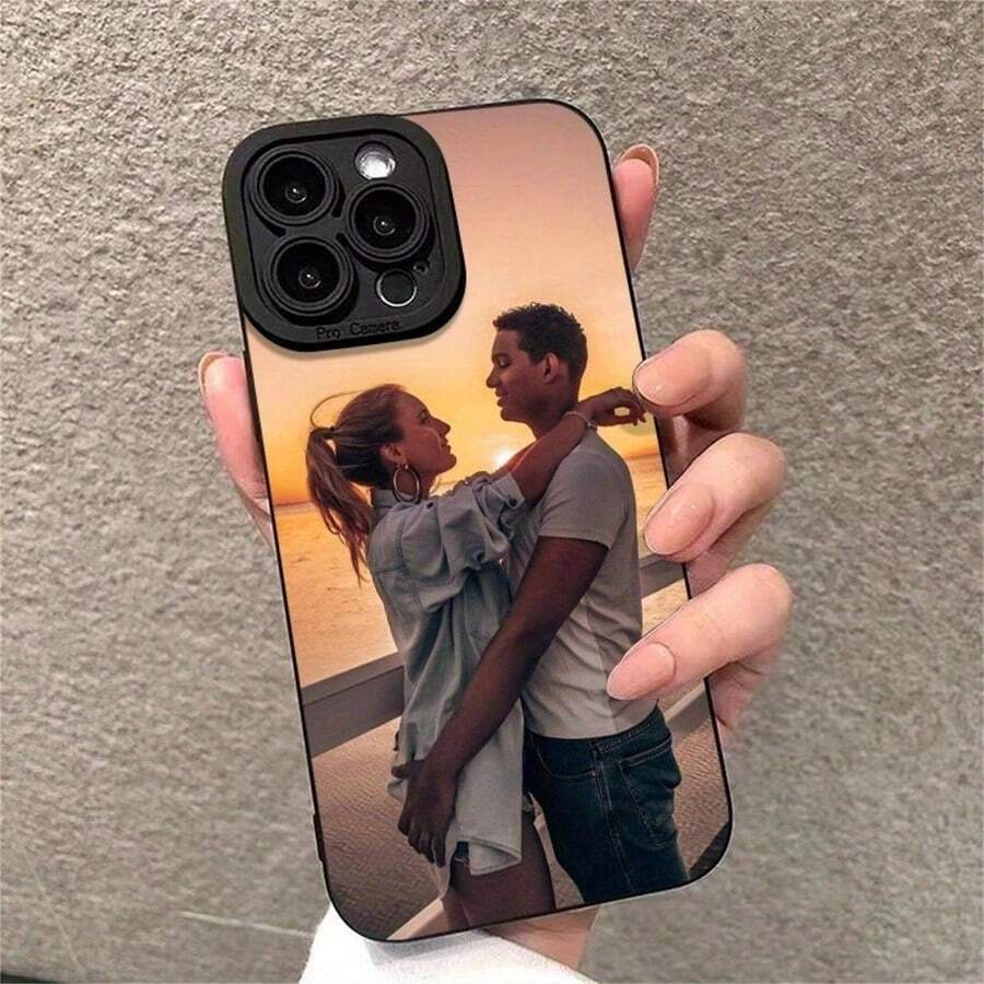 A Custom-Designed Black Angel Cat Eye TPU Phone Case With A Photo Pattern. It's A Drop-Proof Protective Case Compatible With IPhone 16/15/14/13/12/11/Plus/Pro/Pro Max, Compatible With Samsung, Compatible With Huawei, Compatible With Redmi, And Compatible With OPPO. - Black - View 1