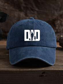 1 Stück Herren Outdoor lässige Mode "DAD" Silhouette Hund spazierengehen Grafik weich & atmungsaktiv verstellbare Baseballkappe, geeignet für den täglichen Gebrauch