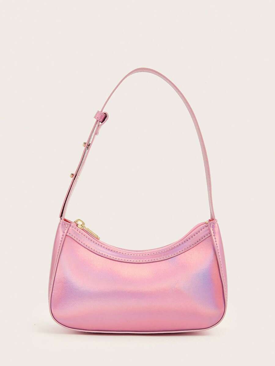 1 pieza Bolso de mano para niñas plateado brillante y reflectante - Rosa - Ver 1