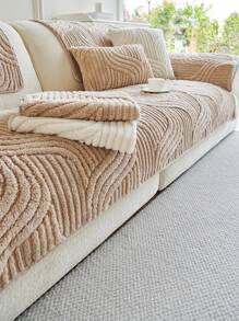 واحدة غطاء وسادة كنبة برسمة خطوط بسيطة، غطاء كنبة من الفرو السميك بطراز بوهيمي، وسادة وقائية للكنب للزينة في غرفة المعيشة والنوم، مقاوم للانزلاق وصديق للحيوانات الأليفة