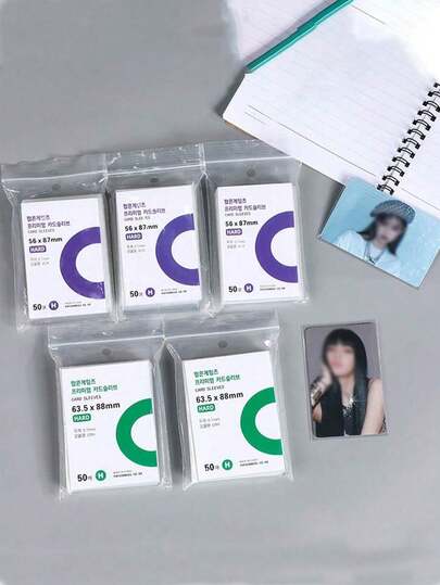 100pcs/50pcs Korean Style Transparent Acid-Free CPP Protective Sleeves (56*87mm/63.5*88mm) Clear Plastic Card Holders, Portable Card Protectors, High Transparency Card Sleeves, Simple & Portable PP Card Sleeves, Scratch-Free Small Card Protectors Suitable For Postcards, Photos, Bank Cards, CDs, Licenses