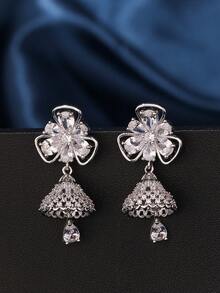 1 Cặp bông tai trang trí hình hoa thanh lịch bằng đá Zirconia, trang sức thời trang cho phụ nữ đeo hàng ngày, lễ hội, đám cưới và tiệc tùng/quà tặng - nhiều màu - Xem 7