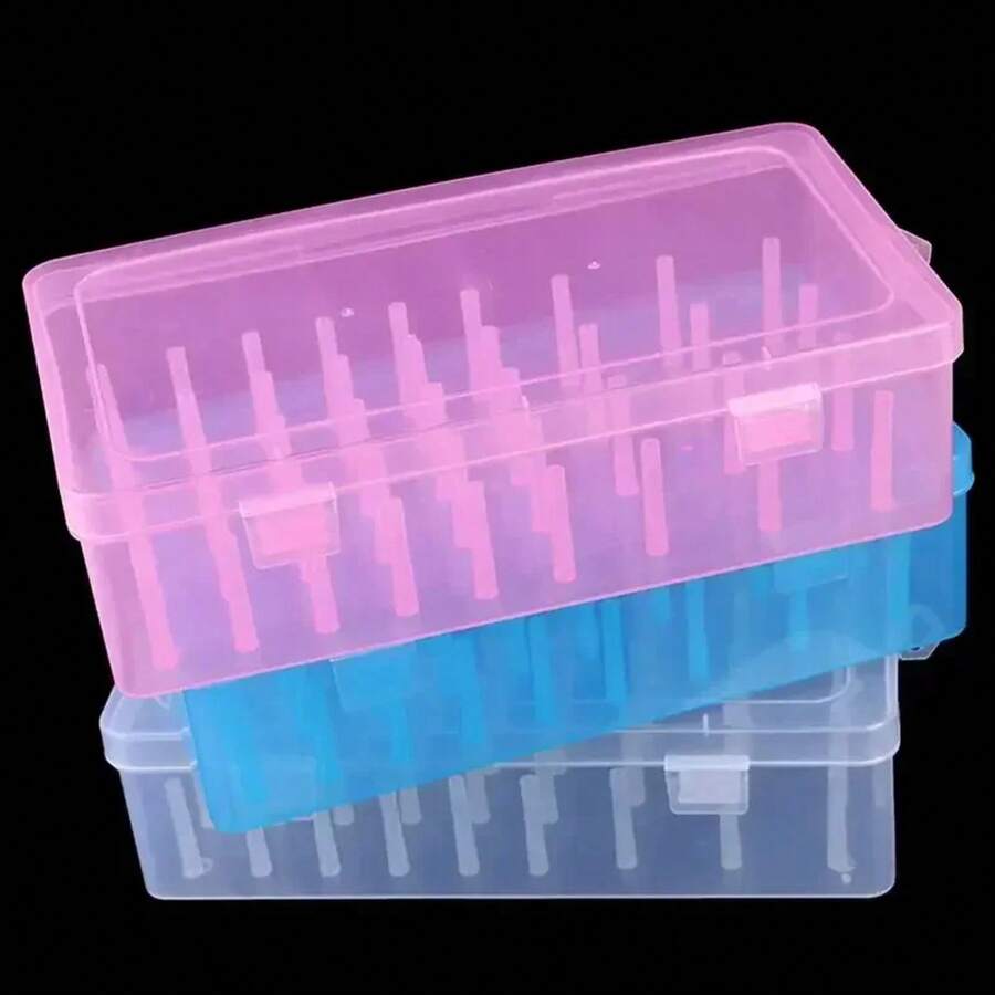 Nueva caja de hilo de coser, 42 piezas, carretes, Estuche de transporte, contenedor, soporte, carrete artesanal, estuche organizador, costura, 24 carretes MZDK - Rosa - Ver 1