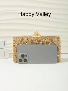 1pc Sparkling Rhinestone Women's Evening Clutch Bag, Elegant & Exquisite Rhinestone Alluring Handbag With Metal Chain, Suitable For Party, Romantic Wedding, Prom, Banquet, Birthday Gift, Valentine's Day Gift.