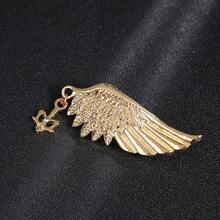1 pieza Alfiler de solapa con forma de pluma para hombre, accesorio versátil con alas de águila estilo ángel de moda, adecuado para atuendos formales masculinos - broche - Ver 8