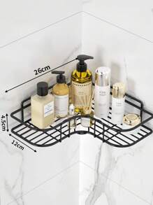 Corner Shower Caddy Bathroom Organizer Shower Shelf With Hooks, Adhesive Shower Shelves, Wall Mounted Shampoo Holder, 1 Pack Shower Racks For Inside Shower, Black
