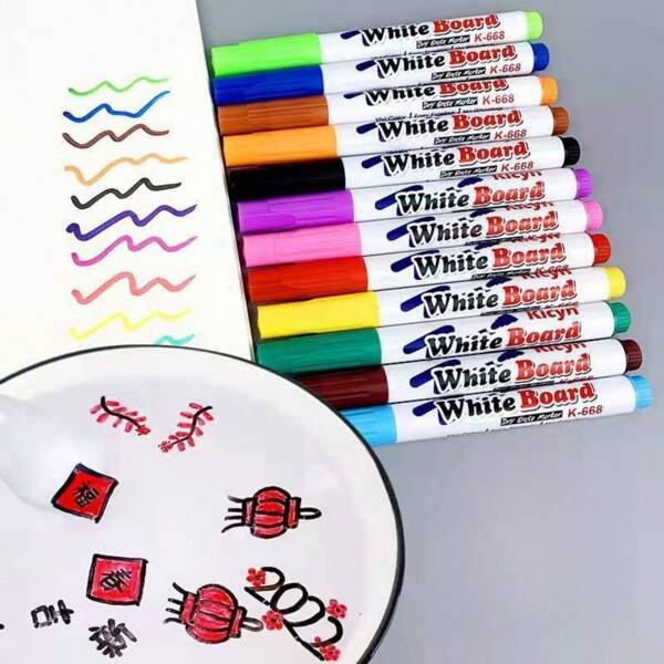 6 pezzi (colore casuale) Penna galleggiante per disegno in acqua divertente, pennarello lavagna colorato, penna galleggiante cancellabile, penna per segnare in acqua, penna per creare disegni galleggianti creativi, materiale scolastico, per il ritorno a scuola