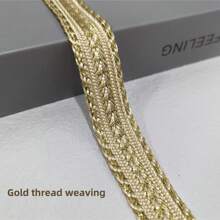 A Roll Of 1-Meter Polyester Double-Sided Diagonal Gold Bar, Middle Gold Ladder Woven Strap, Apricot Base/White Base/Black Base, Middle Eastern Long Robe Decorative Auxiliary Materials, Decorative Woven Inlaid Strap, Gold Wire Woven Strap, Arab Long Robe Clothing Auxiliary Materials, Long Robe Decoration, DIY Handmade Materials