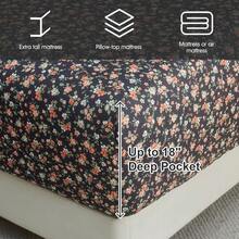 Black Sheets, Deep Pocket, 1800 Thread Count, Soft Breathable, Cute Printed Boho Farmhouse Bed Sheets, Up To 18 Inch - Dark Grey - View 4