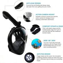 Máscara de buceo de una pieza de silicona para adultos y jóvenes, máscara de snorkel de cara completa antivaho, con diadema de silicona, equipo de natación adecuado para hombres y mujeres