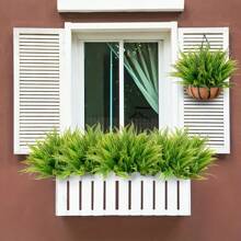 10pcs Artificial Moss Fern Potted Plants, Antioxidant Boston Ferns, Plastic Faux Shrubs For Outdoor Artificial Greenery, UV-Resistant Fake Plants, Perfect For Wedding Decor, Indoor & Outdoor Decor, Home Decor, Rome Decor And Wedding Decor