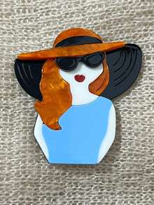 1pc Cartoon Holiday Girl With Long Hair Acrylic Brooch Dress Accessories Pin For Clothes Bag Charm School Office Accessories Shirts Jacket Jewelry Halloween Clothes Pin Funny Cute Teacher Gifts00 Costume Accessories Bag Charms