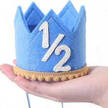 1pc,Pink Half Birthday Party Crown - 1/2 Rose Gold/Gold/Dark Blue Birthday Party Hat, Happy Birthday Crown, Party Photo Props, Birthday Party Decorations