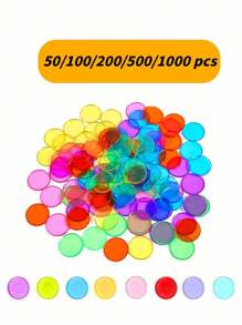 100 szt. 19 mm kolorowych przezroczystych znaczników bingo, żetony do gry w bingo, 8 różnych kolorów: pomarańczowy, żółty, niebieski, zielony, czerwony, fioletowy, różowy, różowy (każdy o średnicy 3/4 cala) PVC, luzem, losy na loterię, psy bingo, losy na loterię, żetony do gry w bingo, piłeczki do ping-ponga, Monopoly, Bingo i przyjaciele, piłeczki do ping-ponga, żetony do gry, Monopoli