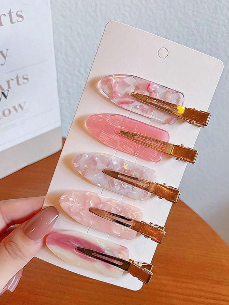 5 Stück/Set Ins Stil rosa nahtlose Haarclips für Frauen, beinhaltet Pony Clips, Seitenclips, Entchen Clips, Haarzubehör, Haarzubehör für Frauen, Herbst, Reise, Haarstyling-Tools, Accessoires für Frauen, Harzeug, Herbst, Haar, Haarzubehör, Haarzubehör für Frauen, Reise, Haarzubehör, Accessoires für Frauen, Haarzubehör, Haarzubehör für Frauen, Haarstyling-Tools, Harzeug, Zeug, Schönheitszubehör