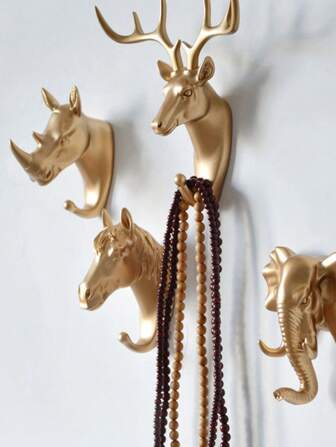 1PC 挂钩创意动物头造型壁挂装饰挂钩家居收纳最大承重 2kg 多功能毛巾袋挂钩返校