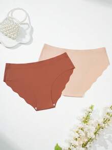 7pcs/Pack Women's Seamless Fashion Comfortable Panties, Wavy Hem Design, Suitable For Daily Wear And Sports, Gift For Valentine's Day & Mother's Day