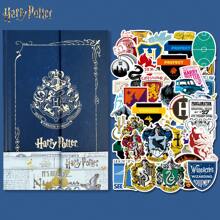 Harry Potter 1pc Blue Hard Skin Harry Potter Notebook, Gryffindor, Slytherin, Hufflepuff, Ravenclaw,Hogwarts College Badge Theme Hardcover Diary Surrounding Books Retro Handbook Portable Journal Notebook For Office