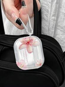 粉色百合花耳机套，蝴蝶兰耳机套，“Do Everything In Love”字母标语耳机套，透明耳机套，带一个耳机套挂钩，兼容：- 耳机套 - 耳机 - Pro 3 耳机套 - Pro（第二代）- 3 - Pro - 1/2 - 4 耳机套 - 彩色 - 查看 7