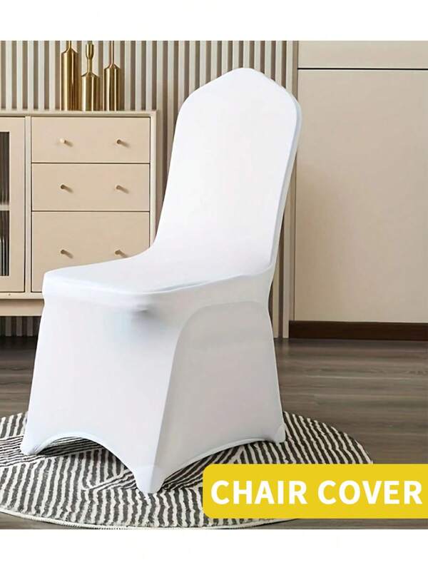 50pcs Wedding Supplies Elastic Spandex Banquet Chair Covers, Form-Fitting Dining Chair Cover Protectors For Weddings, Party Supplies, Celebrations, White, Tight Fit, Pleated Detail, Elegant Event Seating Solutions, Party Chair Covers