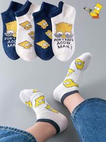 Disney Disney 1/4/8 Pairs Of Simpson Cartoon Socks For Men And Women, Are Comfortable And Breathable. With Fun Patterns As Embellishments, They Feature A Street Style. They Are Perfect For Daily Outings And Casual Outfits, Adding A Lively And Childlike Touch To Your Feet. It's Easy To Capture Your Unique And Fashionable Look, Making Them A Practical Gadget For Creating Looks.