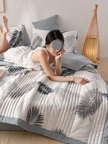 1 件奢华蓝色格子夏季被子 - 柔软涤纶混纺，可机洗，现代风格，非常适合卧室装饰，卧室必需品 | 现代被子设计 | 涤纶纤维，夏季舒适，秋季装饰，秋季装饰，房间装饰 - 黑與白 - 查看 10