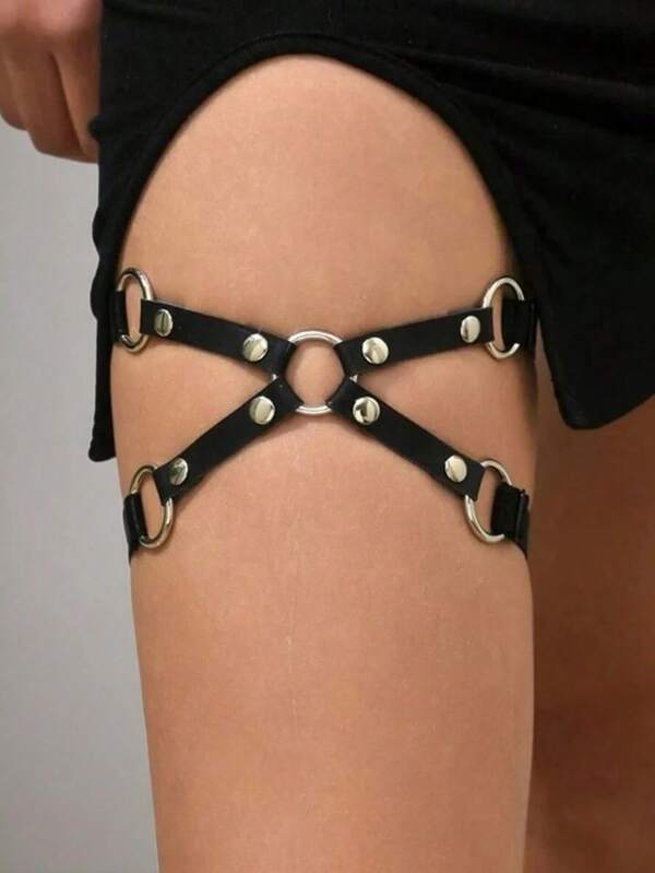 1PC Punk Gothic Leather Garter Belt Waist Straps Thigh High Leg Harness Suspender For Shorts Jeans Pants Accessories