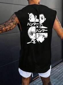 GRDR Men's Casual Printed Round Neck Tank Top, Summer - Black - View 1