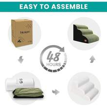 New Dog Stairs For All Dogs, 15.8 In H 3 Step Curved Dog Ramp For High Bed And Couch, Foam Dog Ramp   Non-Slip Waterproof Fabric Cover, Pet Stairs For Pets Joints, Green - Sage Green 22.4x 15.8x 15.8 - View 5