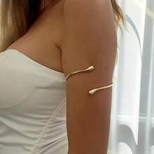 1pc European & American Design Lava Opening Arm Chain, Fashionable Liquid Flow Style Metal Arm Bracelet (Actual Shape Is Flat, Freely Adjustable)