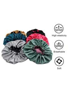 Doppellagige feste Haarbonnet, Seidentopf, Satin Bonnet, weich und atmungsaktiv, geeignet zum Schlafen zuhause, tägliches Haarstyling, Haarhaube