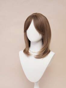 XYUNMI Sweet Elegant Brown Long Straight Wig 20 Inch With Bangs Layered Collarbone Hair Lightweight Breathable Women's Heat Resistant Synthetic Wig Suitable For Daily Wear, Dating And Photoshoot Cosplay Festival Use