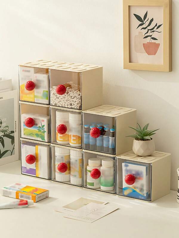 1pc Multifunctional Drawer Desktop Organizer, Cute Desktop Organizer Dopamine Creative Drawer Organizer Skincare, Stationery, Jewelry, Cosmetic Organizer For Bathroom, Kitchen, Bedroom, Office, Dormitory, Makeup Tool Display Rack, Hair Accessories Storage,...