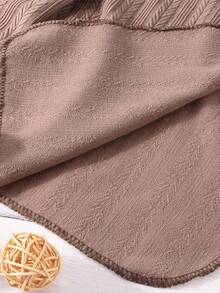 3件套婴儿襁褓毯套装，秋冬季新生儿提花编织襁褓包巾，蝴蝶结发带和帽子