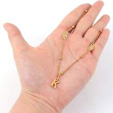 1pc New Fashion Initial Angel Wings Pendant Golden Stainless Steel Bead Chain Necklaces For Women