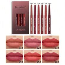 6 PCs Lip Pencil Waterproof Non-Blurring Lipstick Pen Pink Matte Lip Gloss Rotating Lip Liner Set - Nhiều màu - Xem 6