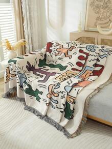 1 pieza Manta de picnic de jacquard para exteriores, Esterilla para acampar, Esterilla portátil para el suelo, Almohadilla para el césped, Mantel multiuso, Manta para autocaravana, Funda para sofá, Manta para siesta, Funda reversible de cuatro estaciones para sofá